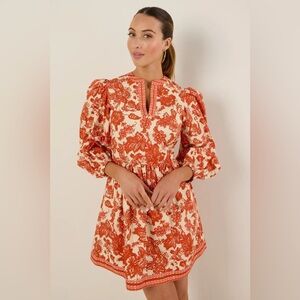 Avara Melanie Orange Floral Short Dress NWT